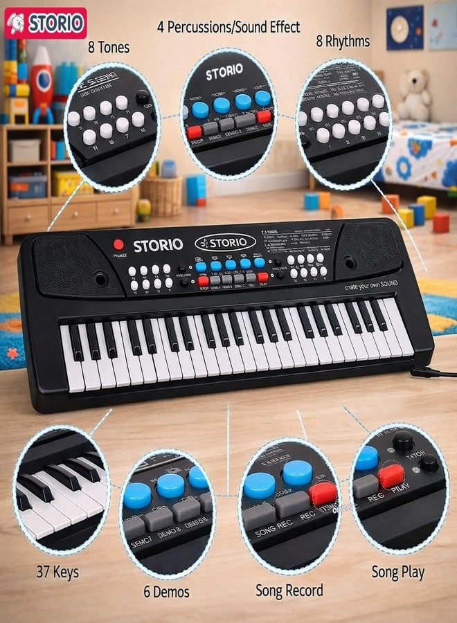 Storio Kids Piano Keyboard with Mic | 37 Keys, 8 Rhythms, 8 Tones & 6 Demo Songs | Electronic Musical Toy for Boys & Girls Age 2-5 | Educational & Recording Keyboard for Beginners - Image 4